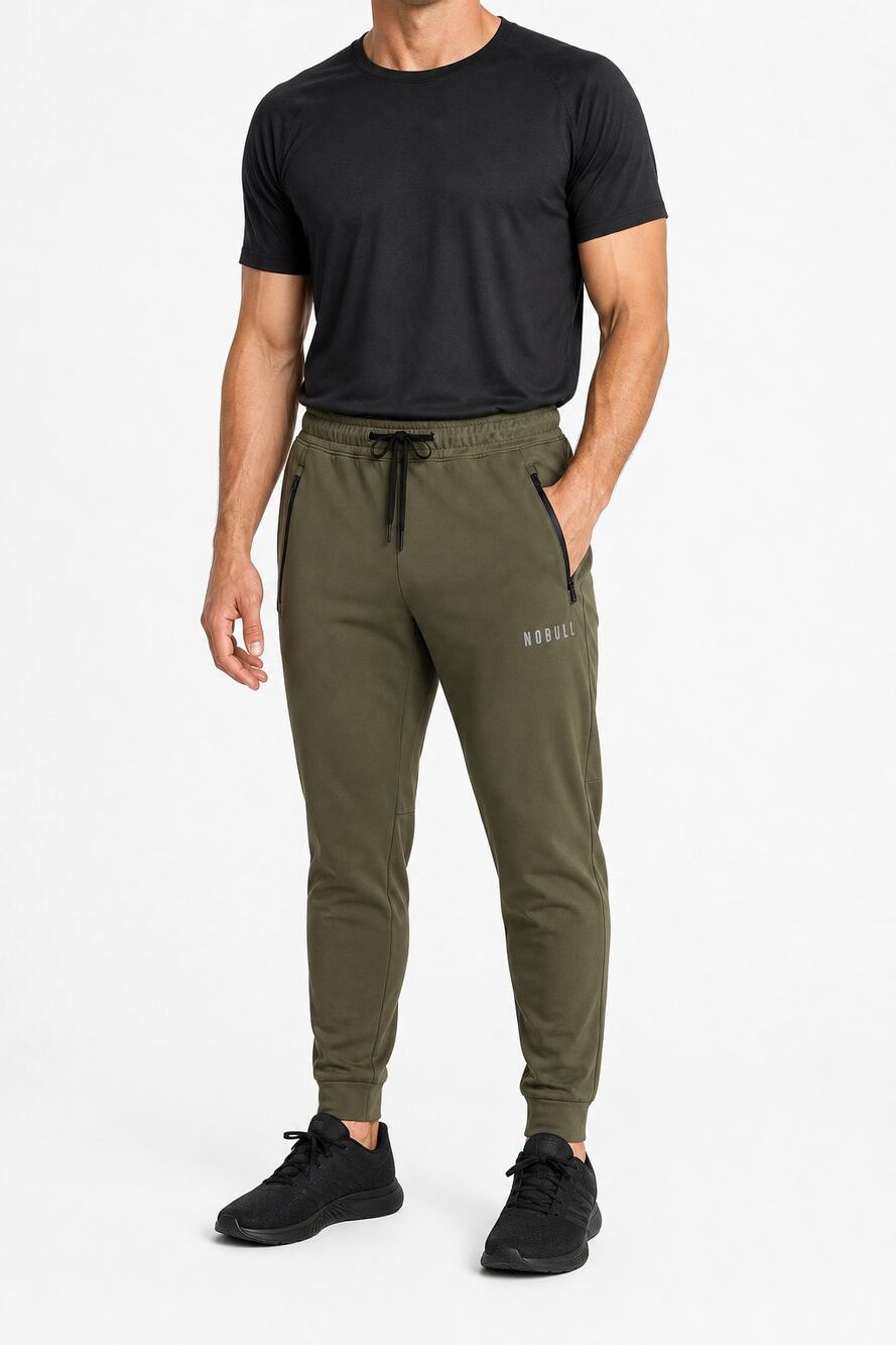 NOBULL Men's Jogger Pants Army Green Performance Stretch Size M Gorpcore Workout
